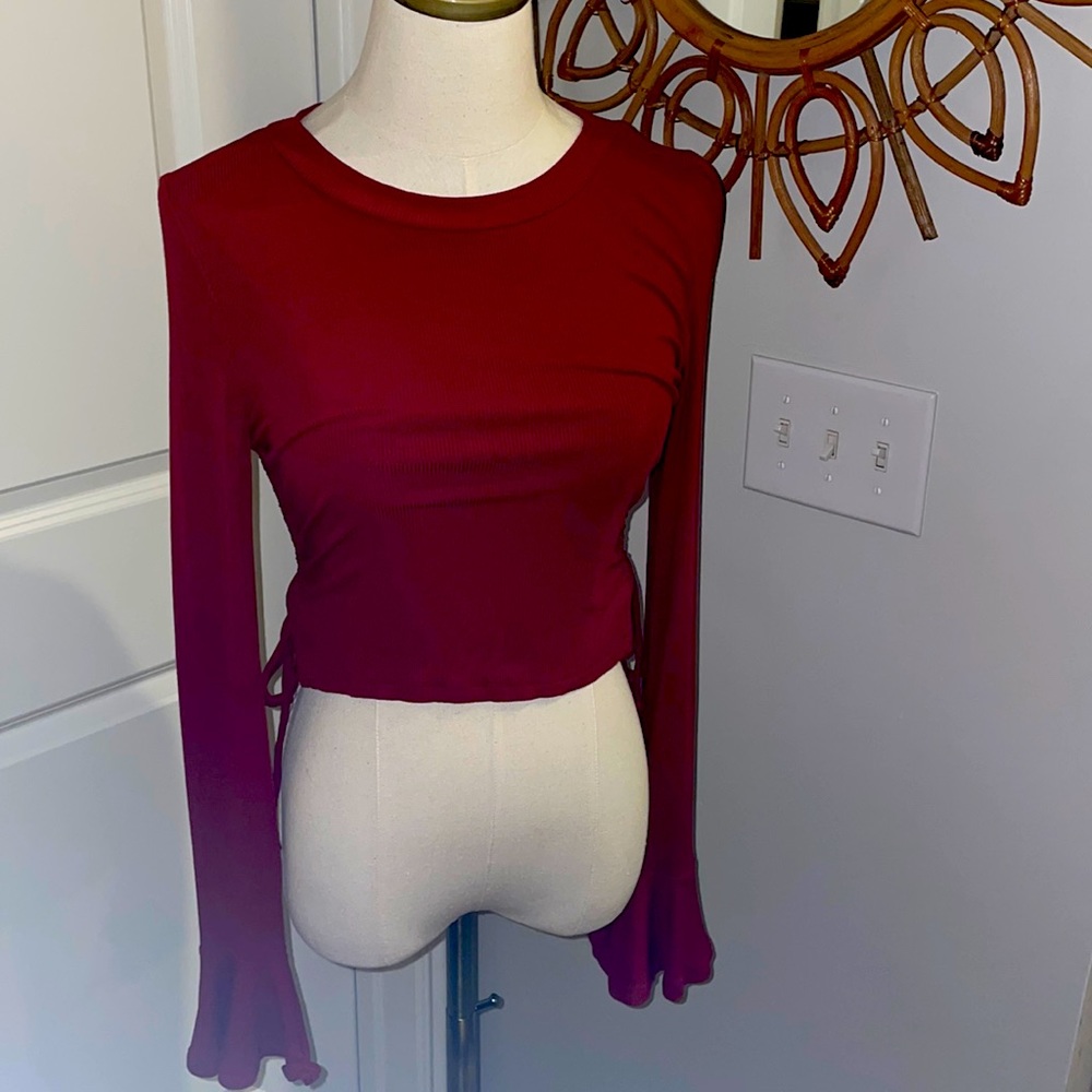 Maroon long sleeve crop top by Bailey Rose